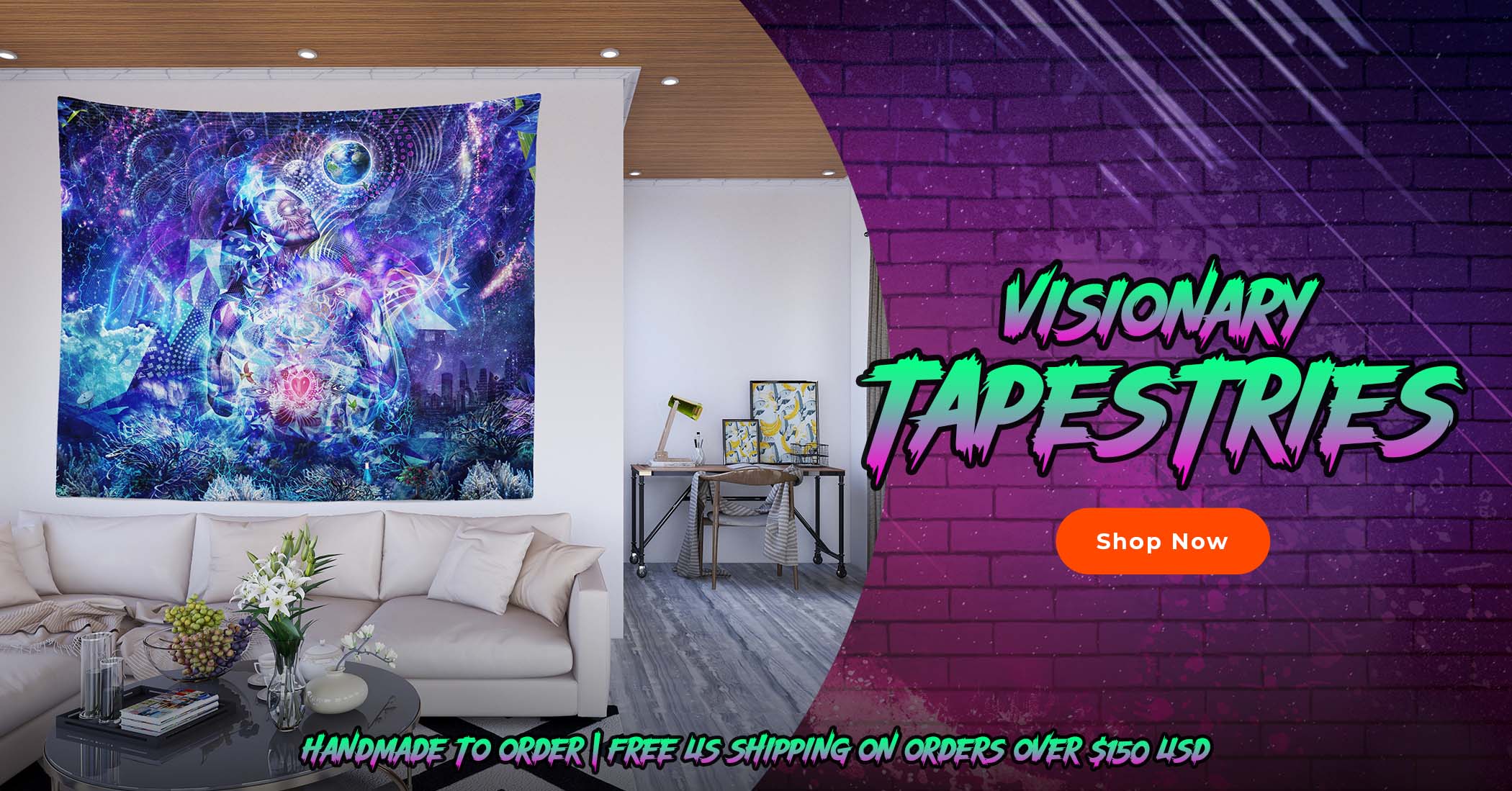 Trippy Psy Art Wall Tapestries