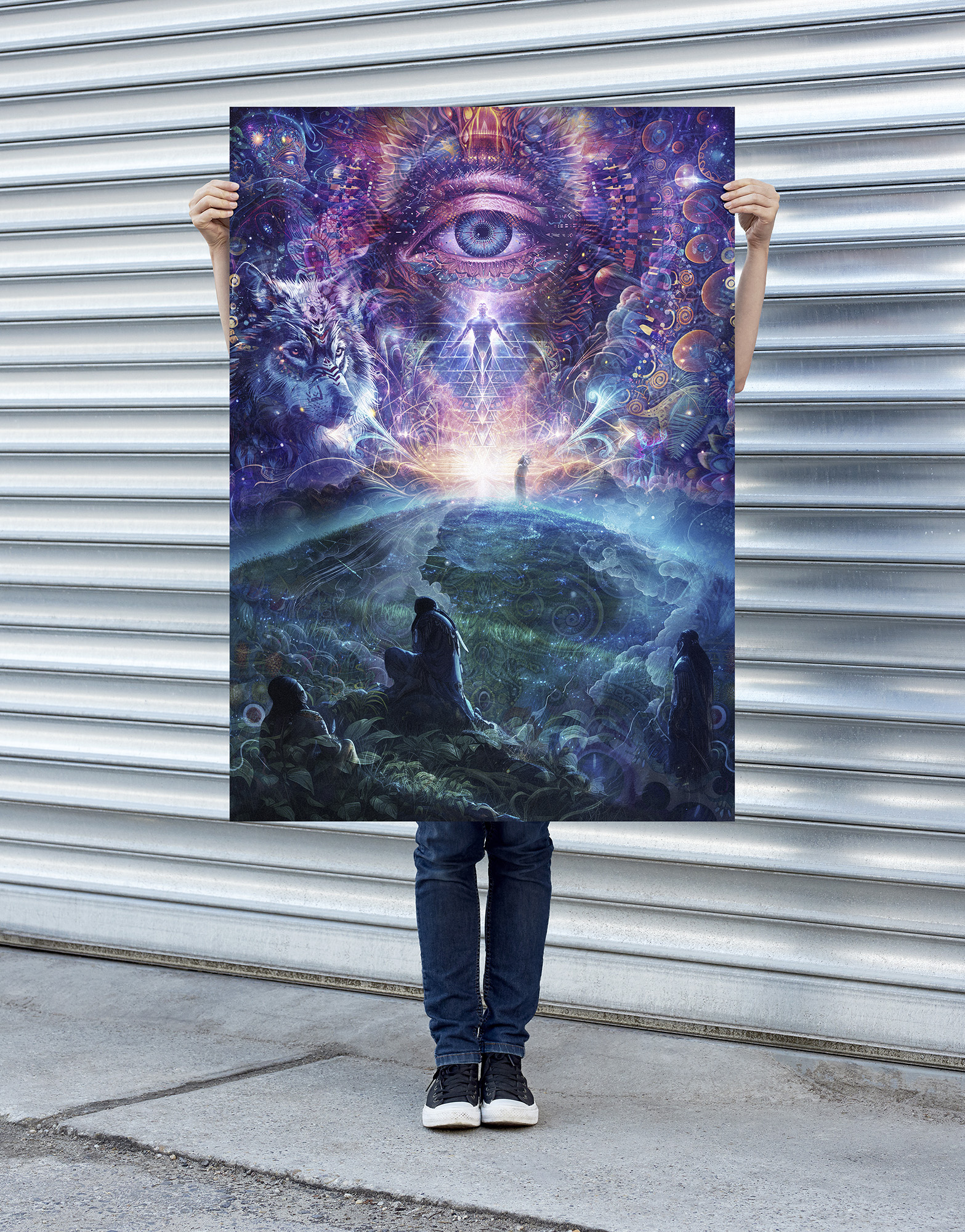 Art print poster of psychedelic Native American Indian shaman ritual